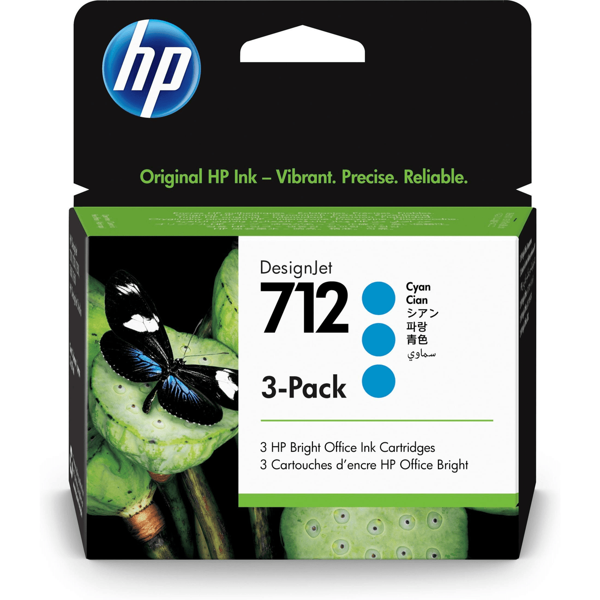 HP 712 Cyan Printer Ink Cartridge Original 3ED77A Tri-pack