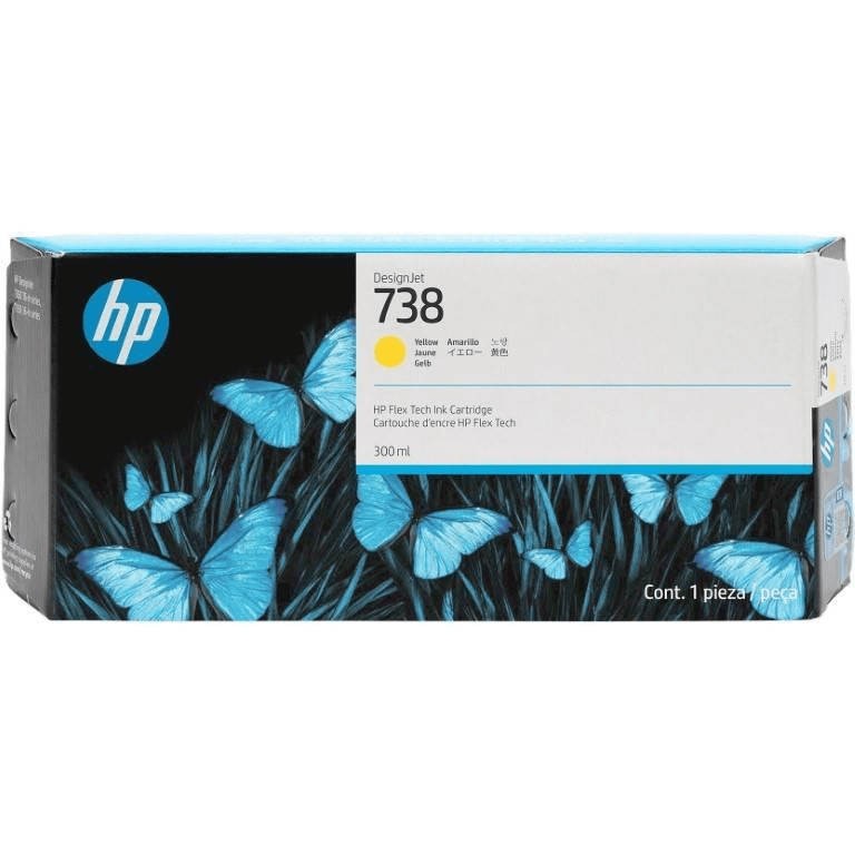 HP DesignJet 738M 300-ml Yellow Printer Ink Cartridge Original 676N1A Single-pack