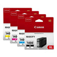 Canon PGI-1400XL Black, Cyan, Magenta, Yellow High Yield Printer Ink Cartridges Original 9185B004 Multi-pack