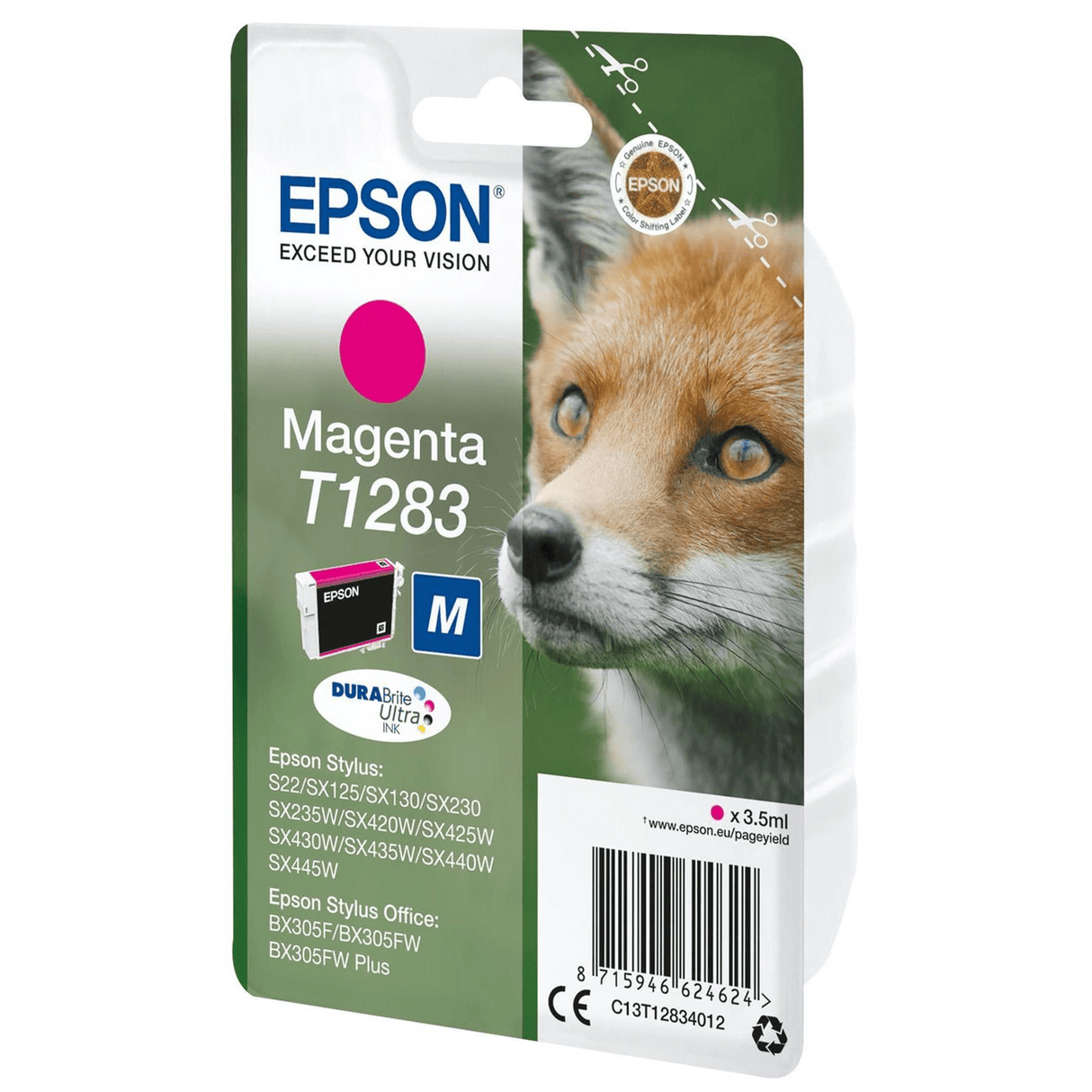 Epson T1283 DURABrite Ultra Magenta Printer Ink Cartridge Original C13T12834012 Single-pack