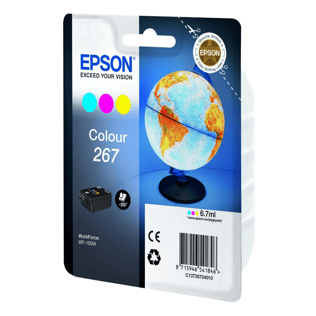 Epson 267 Color Cyan Magenta Yellow Printer Ink Cartridge Original C13T26704010 Single-pack