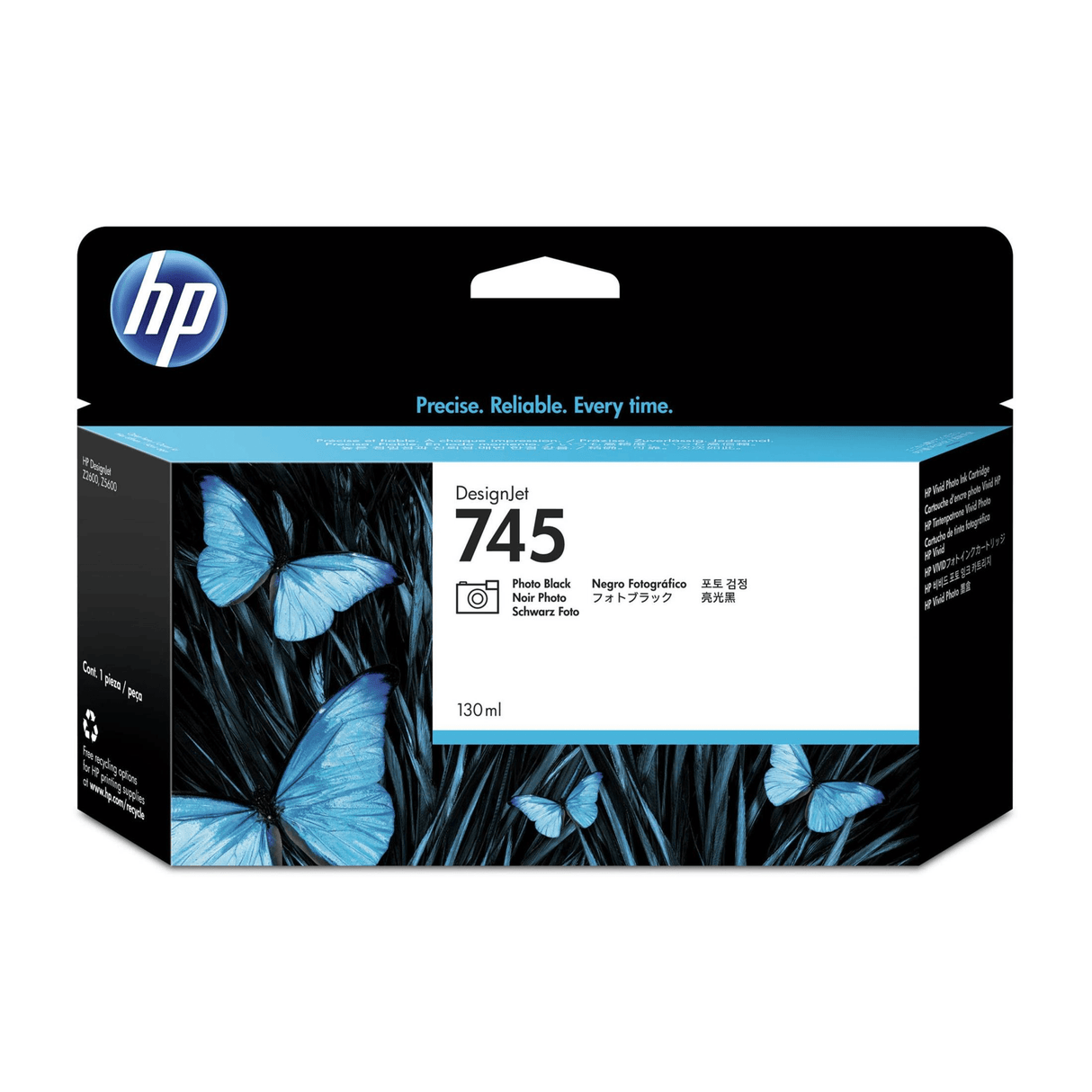 HP 745 130-ml DesignJet Photo Black Ink Cartridge Original F9J98A Single- pack